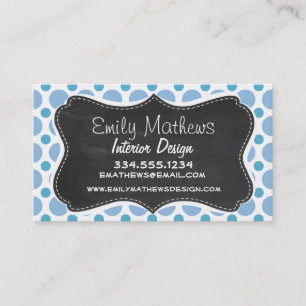Baby Blue Polka Dots; Vintage Chalkboard Business Card