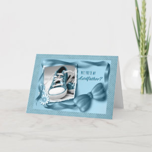 Baby Blue Polka Dots Will You Be My Godfather Invitation