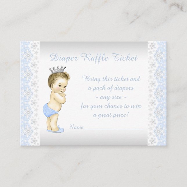 Baby Blue Prince Diaper Raffle Ticket Enclosure Card (Front)