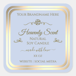 Baby Blue Product Label Gold Frame Vintage Rose