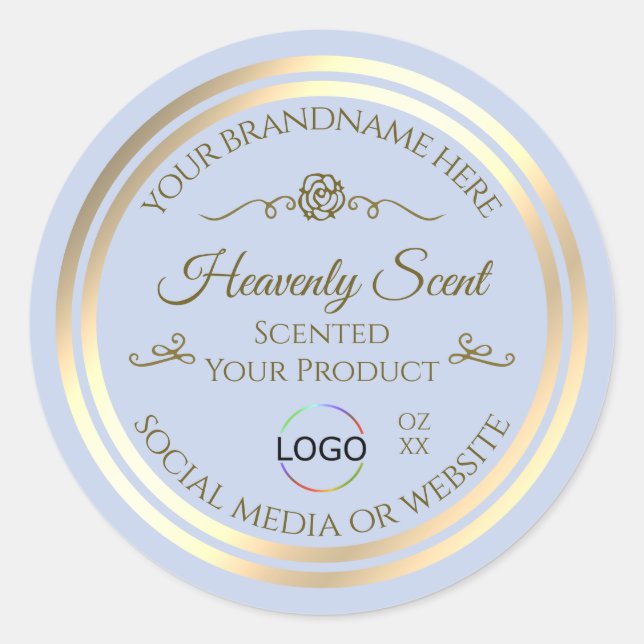 Baby Blue Product Label with Gold Frame and Logo (Front)