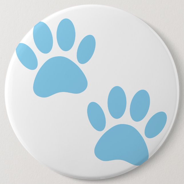 Baby Blue Puppy Paw Prints 6 Inch Round Button (Front)