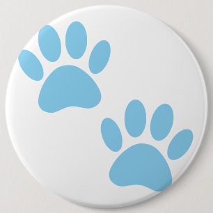 Baby Blue Puppy Paw Prints 6 Inch Round Button