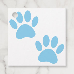 Baby Blue Puppy Paw Prints Favour Tags