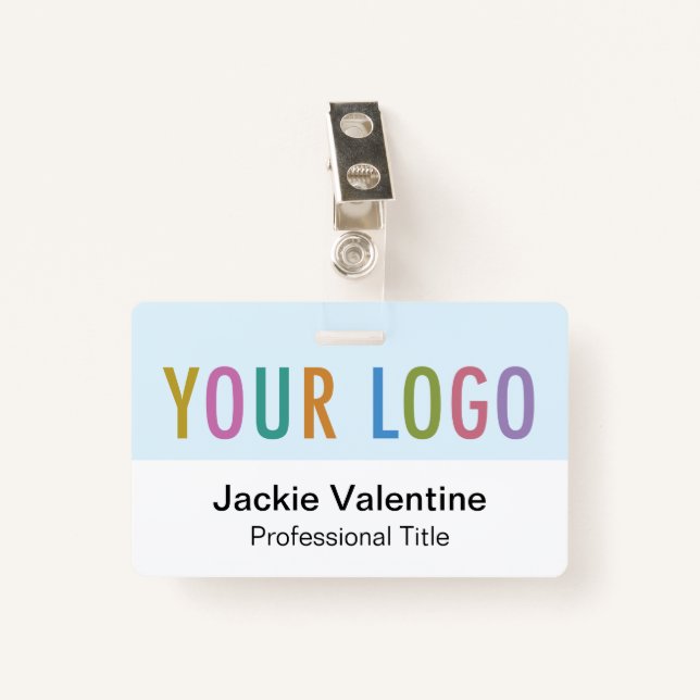 Baby Blue PVC Name Badge with Clip Reel or Lanyard (Front with Clip)