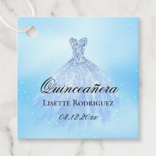 Baby Blue Quinceanera Personalized Favour Tags