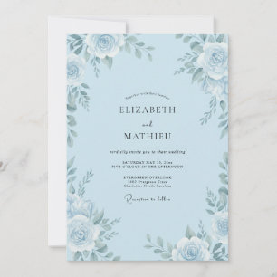 Baby Blue Rose Wedding Invitation