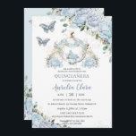 Baby Blue Roses Princess Cinderella Quinceañera Invitation<br><div class="desc">Personalize this vintage floral princess cinderella Quinceañera / Sweet 16 invitation with your own wording easily and quickly, simply press the customize it button to further re-arrange and format the style and placement of the text.  This elegant invitation features vintage baby blue French roses and a princess pumpkin coach. Matching...</div>