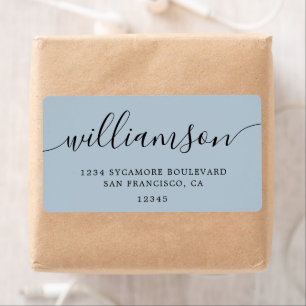 Baby Blue Script Family Return Address 