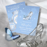 Baby Blue Silver Shoe Cinderella Sweet 16 Birthday Save The Date<br><div class="desc">Searching for Cinderella themed birthday party ideas? Create your own magical, elegant save the dates on an elegant DIY template that is simple to have personalized. The unique fairytale art by Raphaela Wilson features a beautiful glass shoe with a butterfly (crystal Cinderella slipper), horse drawn pumpkin carriage, midnight clock, faux...</div>