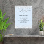 Baby blue silver wedding budget program poster<br><div class="desc">A baby blue background decorated with confetti,  sparkles.  Personalize and add your names and wedding details. Black coloured letters.  If you have more text it's possible to reduce the line space.</div>