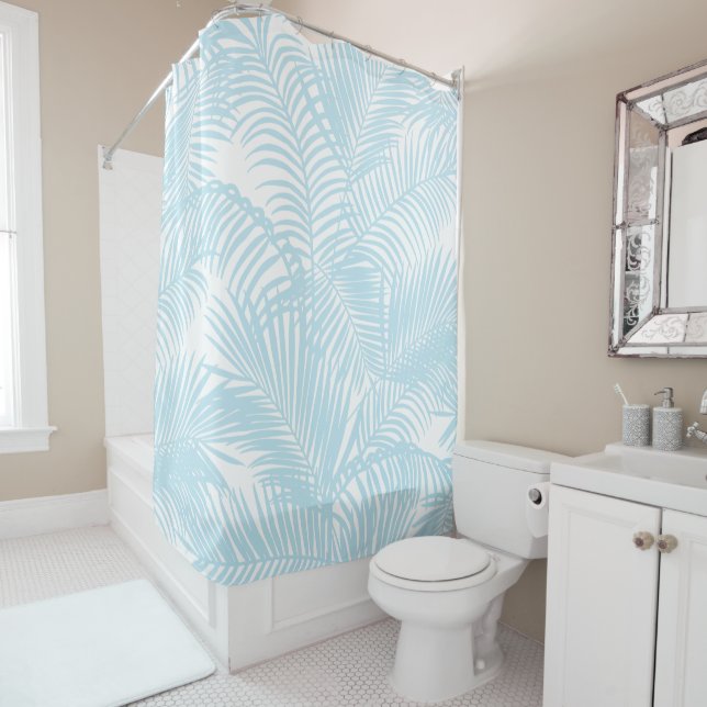 Baby blue simple modern tropical palm tree floral (In Situ)