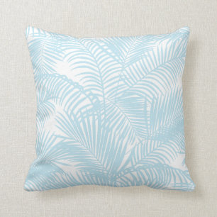 Baby blue simple modern tropical palm tree floral throw pillow