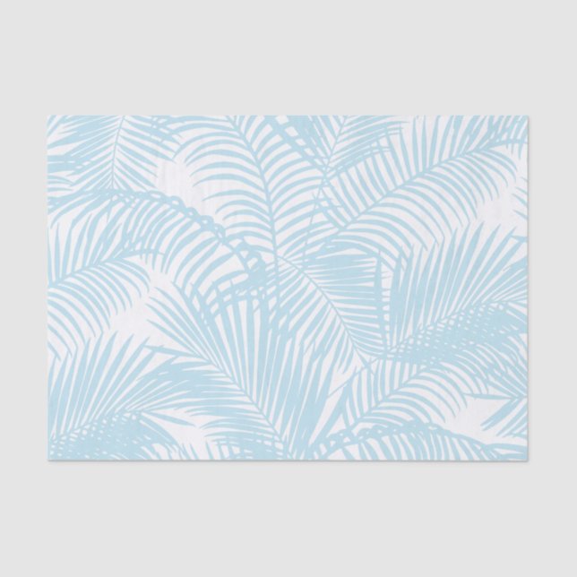 Baby blue simple modern tropical palm tree floral tissue paper (Front)