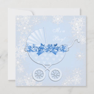 Baby Blue Snowflake Winter Wonderland Baby Shower Invitation