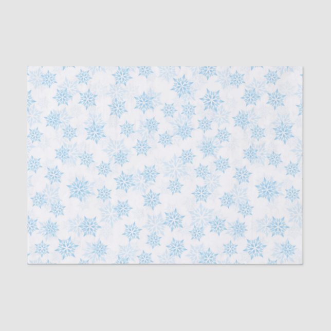 Baby Blue Snowflakes White Christmas Tissue Paper (Front)