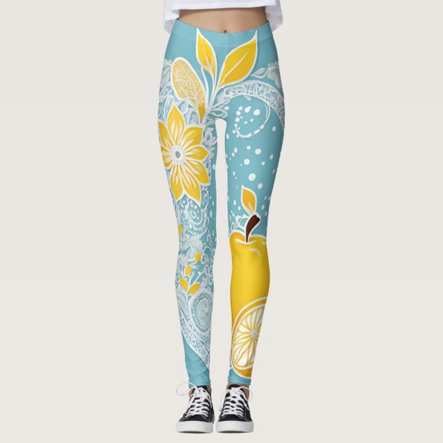 Baby blue soft pastels AI art  Leggings (Front)