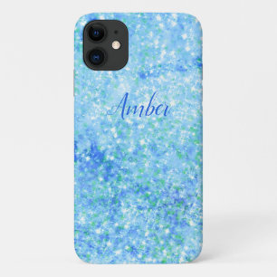 Baby Blue Sparkle Glitter Elegant Personalized iPhone 11 Case