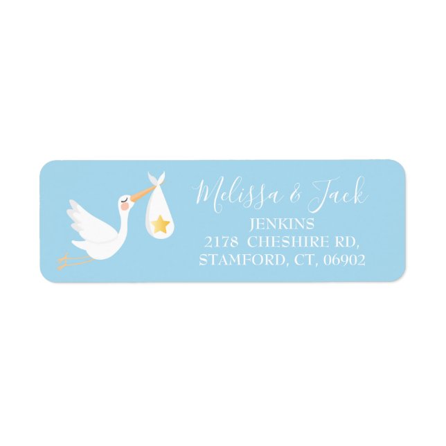 Baby Blue Special Delivery Stork Adresse de retour (Devant)