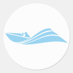Baby Blue Speed Boat Classic Round Sticker