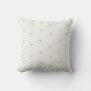 Baby Blue Starfish Pattern OffWhite Throw Pillow