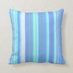 Baby Blue Striped Burlap Print Pattern Throw Pillow
