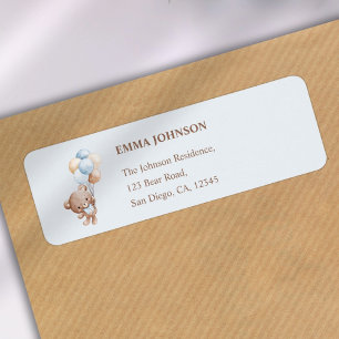 Baby Blue Teddy Bear Baby shower Adresse de retour