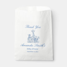 Baby Blue Toile Safari Baby Shower Favour Bag