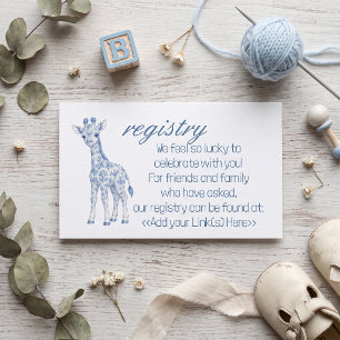 Baby Blue Toile Safari Baby Shower Registry Insert