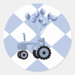 Baby Blue Tractor with Balloons Stickers