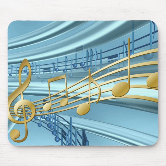 Baby Blue Trendy Musical Notes Mouse Pad (Front)