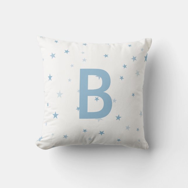 Baby Blue Twinkle Little Star Boy Nursery Throw Pillow (Front)