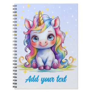 Baby blue Unicorn Notebook – Custom Name