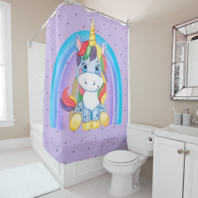 Baby Blue Unicorn on Purple (In Situ)