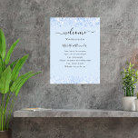 Baby blue wedding program poster<br><div class="desc">A baby blue background decorated with confetti,  sparkles.  Personalize and add your names and wedding details. Black coloured letters.  If you have more text it's possible to reduce the line space.</div>