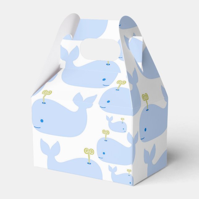 Baby Blue Whales Infant Gift Shower Favor Box (Back Side)