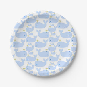Baby Blue Whales Infant Gift Shower Paper Plate