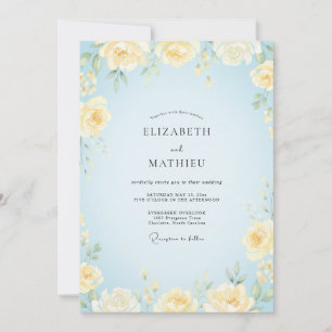 Baby Blue Whimsical Spring Wedding Invitation