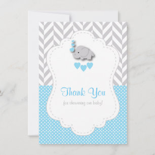 Baby Blue, White Grey Elephant 🐘 Thank You Card