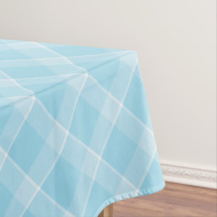 Baby Blue & White Pastel Plaid Tablecloth – Spring