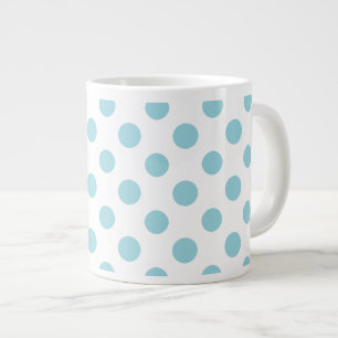 Baby Blue White Polka Dots Pattern Large Coffee Mug