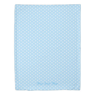 Baby Blue White Polka Dots Pattern Monogrammed Duvet Cover