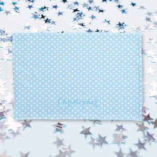 Baby Blue White Polka Dots Pattern Monogrammed Pillowcase