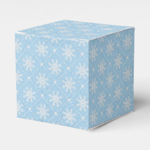 Baby Blue White Snowflake Christmas Pattern Favor Box