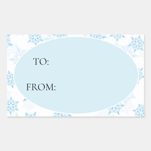 Baby Blue White Snowflakes Christmas To From Sticker (Front)