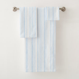 Baby Blue White Stripes Bath Towel Set