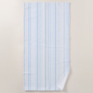 Baby Blue White Stripes Beach Towel