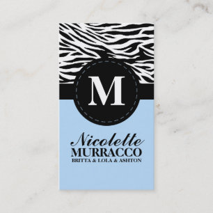 Baby Blue Wild Zebra Print Mommy Calling Card /