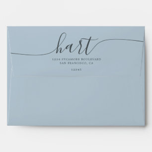 Baby Blue with Black Script Return Address Envelope