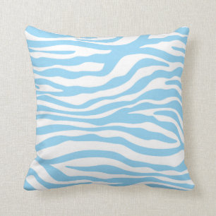Baby Blue Zebra Animal Print Throw Pillow